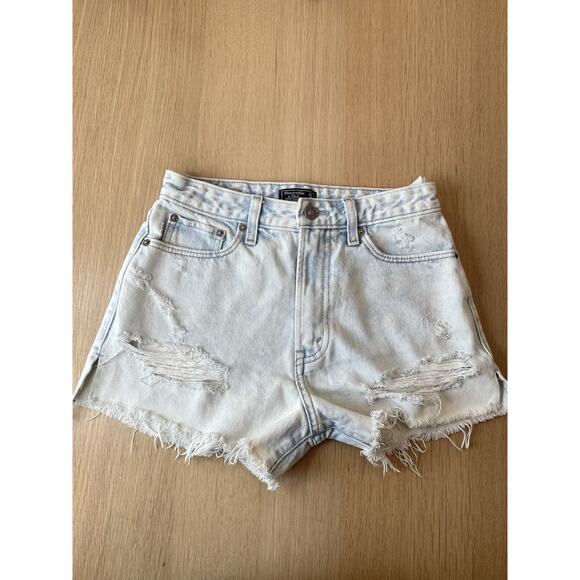 Abercrombie & Fitch Denim Shorts Womens Light Wash Annie High Rise Sz 25 2063 - Picture 1 of 5